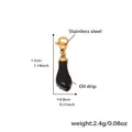 Black teardrop enamel pendant with gold lobster clasp and stainless steel finish - D189-2 Gold Figa Hand Enamel Pendant