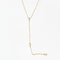 Minimalist gold-plated stainless steel Y-chain necklace with sparkling marquise stones - Gold Triple Stone Y-Shaped Necklace (KD1917)