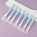 Set of 7 light blue silicone face mask brushes with various white applicator heads - 7Pcs Set (Blue)