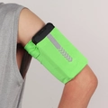 Elastic neon green sports armband with reflective stripe for smartphones running - Green