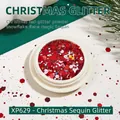 Christmas red nail glitter set with snowflake sequins and star confetti in round jar - Warm Silent Night (XP629)
