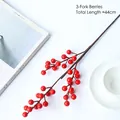 Künstliche 3-Zweig rote Beeren für nordische Deko, 44 cm langer Deko-Zweig - 3-Zackige Rote Beeren Zweig
