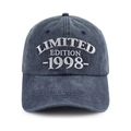 Washed navy cotton baseball cap featuring white 1998 Limited Edition 3D embroidery - Adjustable / 1998 Style (Navy Blue)