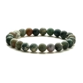 Elastic beaded bracelet with natural imperial stones and tiger eye in mixed earthy tones - Indian Agate