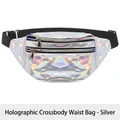Waterproof silver laser fanny pack with iridescent finish and adjustable strap - Silver