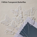 Set of 9 transparent white hollow butterfly cake toppers with 7cm wings for decoration - White Transparent Butterfly 9Pcs