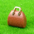 Miniature handbag pendant made of sparkling goldstone crystal with a golden handle - Gold Sandstone
