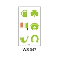 St. Patrick's Day shamrock and lucky horseshoe face tattoo stickers in green, model WS-047 - WS-047