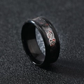 Men's black stainless steel ring with silver Celtic dragon inlay and red carbon fiber - US 9 / Black Red Carbon Fiber