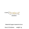 Golden double-loop letter G pendant connector with zircons for jewelry making, 26.83mm - 14K Gold G