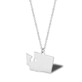 Silver Washington state map necklace with heart cutout and delicate link chain - USA Washington - Silver