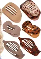 6-piece hair clip set with leopard print and solid matte finish in geometric shapes - Mixed Style Set
