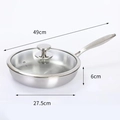 Three-layer stainless steel frying pan with glass lid, 27.5cm diameter for steak cooking - 26cm / Pan with Lid