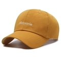 Classic ginger yellow cotton baseball cap with white Memorie embroidery for casual style - Adjustable / Yellow