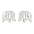 Silver hollow elephant earrings in stainless steel featuring floral cutout patterns - 278 Elephant / Steel