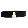 Women's wide elastic corset belt in black with stylish gold metal buckle closure - 5cm Wide / Black Strap Gold Buckle
