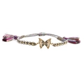 Adjustable woven bracelet with gold butterfly charm and blue zircon inlay stones - New Style Chain