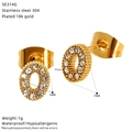 Detailed size specifications for 18k gold plated stainless steel zircon stud earrings - Rectangle (SE314G) / Rectangle Style (SE314G)