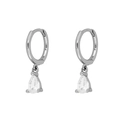 S925 sterling silver teardrop earrings with sparkling pear-cut zircon in silver finish - Silver-White Zirconia