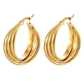 Goldene Titanstahl-Spiralohrringe mit poliertem, dreilagigem Design für Damen - Sphärische Dreilagige 20MM Gold (MS-030)