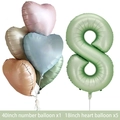 Retro olive green 40 inch number 8 balloon and 18 inch heart foil balloons set - Olive Number 8 / Number And Heart Balloon Combination