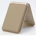 Khaki leather magnetic MagSafe card wallet and foldable phone stand for iPhone 16 - Desert Gold / OPP Bag