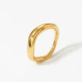 Minimalist wavy 316L stainless steel ring set with a polished gold finish variant - US 8 / Gold Irregular Curve (B397)
