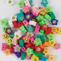 Star-shaped smiley face polymer clay loose beads in assorted bright colors for DIY crafts - Smiley Star