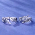 Bagues de couple avec ailes d'ange et de démon en argent vintage au design ajustable - Paire Ange & Démon
