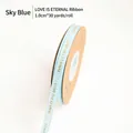 Sky blue grosgrain ribbon 1cm wide with gold Love is Eternal foil printing - 1.0cm Wide x 30 Yards Long / Sky Blue