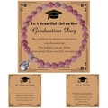Bracciale in pietra naturale rosa con ciondolo coccinella su biglietto regalo laurea - L'avventura ha inizio - Laurea / Bracciale in Pietra Venata di Legno Rosso