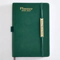 Dark green faux leather 2026-2027 planner with gold foil text and elastic strap - 2026.01-2027.06 A5 / Green