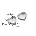 Silver stainless steel heart charm with size 17x15mm and 4mm hole dimensions - Silver Heart 08