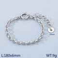 Silver stainless steel chain bracelet with letter Q pendant and spring ring clasp - Silver - Letter Q (KB186406-Z)