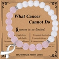 Pink crystal bead bracelet with silver ribbon charm and hope message card - White Crystal and Rose Quartz Bracelet