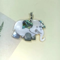 Detail of elephant pendant with white mother-of-pearl and iridescent abalone shell inlay - C10727-White Shell & Abalone Inlay (Elephant)