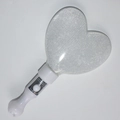 Glow stick with a heart-shaped glitter head and a white handle with power switch labels - Heart / White