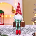 Gnomo di Natale di peluche rosso e verde con cappello a fiocco di neve e gambe lunghe 40cm - Gnomo a Gamba Lunga-A (Cappello Rosso con Fiocchi)