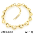 Pulsera ajustable de eslabones de corazón en oro de 18k para mujer 180x8mm - Dorado (KB208892-ZCG)