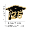 Black and gold 2025 graduation cap enamel pin for students with dimensions shown - Number 25 Graduation Hat Style