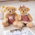 Plush teddy bear couple set wearing matching red checkered outfits for girls - 30cm Pair / Small Red Plaid Skirt