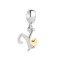 S925 sterling silver alphabet Y pendant with a golden heart charm for bracelets - Letter Y