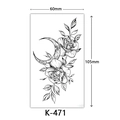 Minimalist waterproof tattoo sticker with crescent moon and roses, model K-471, 60x105mm - K-471-Rose & Crescent