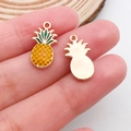 Ciondoli a forma di ananas in smalto dorato giallo e verde per creazione gioielli fai-da-te - Ananas