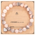 Bracelet en pierres naturelles roses et grises avec breloque cœur pour cadeau de 13 ans - Bracelet en Pierre Zébrée Rose + Carte Joyeux 13ème