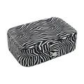 Zebra print portable PU leather jewelry box with a secure silver metal snap closure - Zebra Print / 16*11*5cm