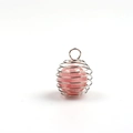 Rosa Kristallperle in silbernem Drahtkäfig-Anhänger für DIY-Halsketten-Schmuck - Wassermelonenrot