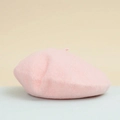 Classic pink wool beret for girls with a soft texture and stylish pumpkin shape design - M / Light Pink