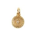 Golden round sunburst charm with a central sparkling zircon for DIY jewelry making - Compass Flower 08