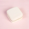Creamy white velvet square jewelry box with gold metal zipper for rings and earrings - 10*10*5cm / Off White